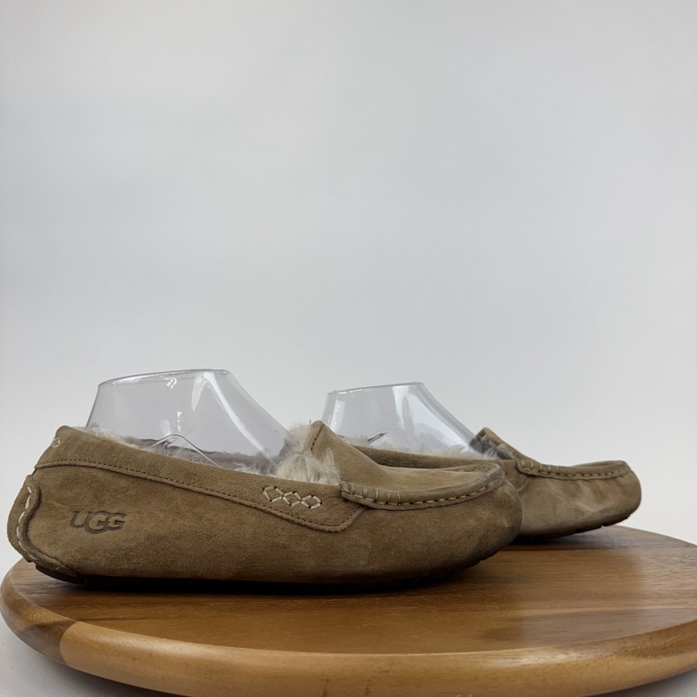 Womens Ugg Ansley‎ Tan Suede Wool Lined Comfort Casual Loafers Slippers Size 9 M